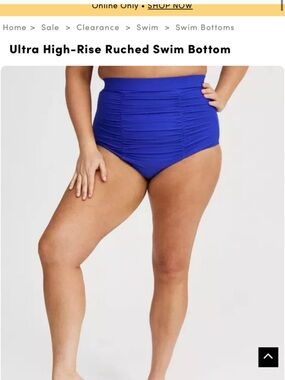 New torrid 3x electric Blue Ultra High-Rise Ruched Swim Bottom